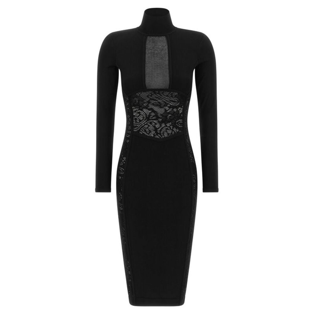 Elisabetta Franchi Black Viscose Midi Women's Dress